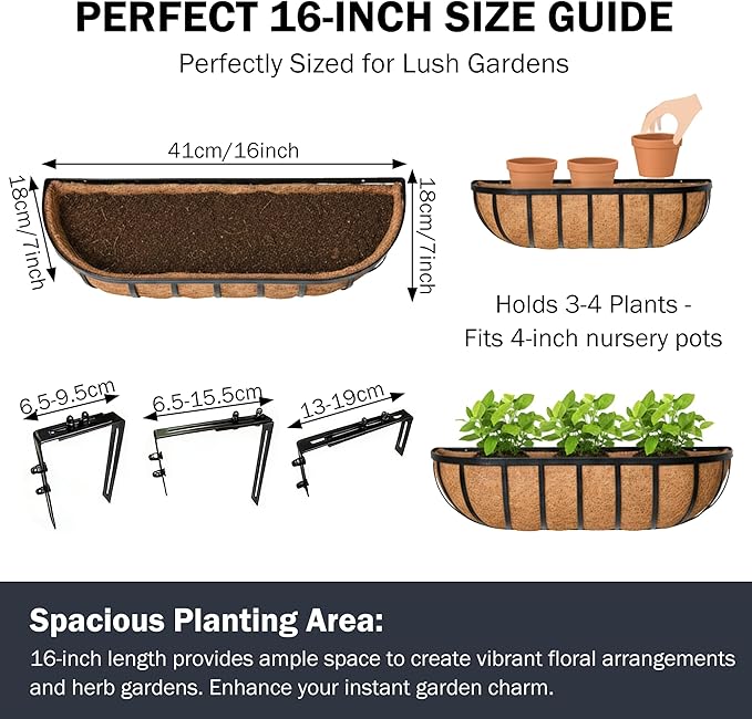 16“ Window Box Railing Planter - Image 4