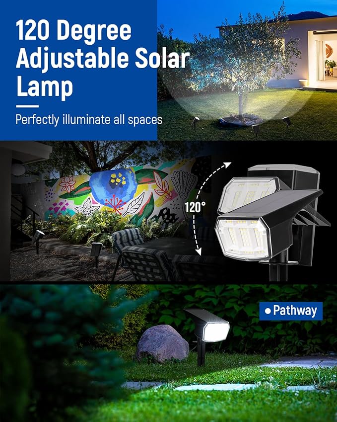 Solar Spot Lights Outdoor Waterproof 6 Pack IP65, 63 LED 3 Lighting Modes - Image 4