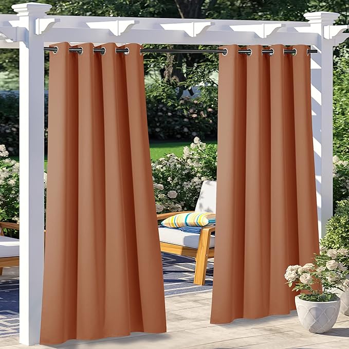 NICETOWN Outdoor Curtains for Patio Waterproof 2 Panels, Thermal Insulated by NICETOWN