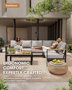 Aluminum Outdoor Patio Furniture Set 6 Seats, Outdoor Sectional Corner Sofa - Image 2