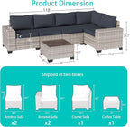 6-Piece Outdoor Patio Furniture Set Wicker Sectional Sofa Set, Patio - Image 5