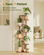Bamworld Bamboo Plant Stand Indoor 6 Tiered Plant Shelf Outdoor Corner Plant - Image 3