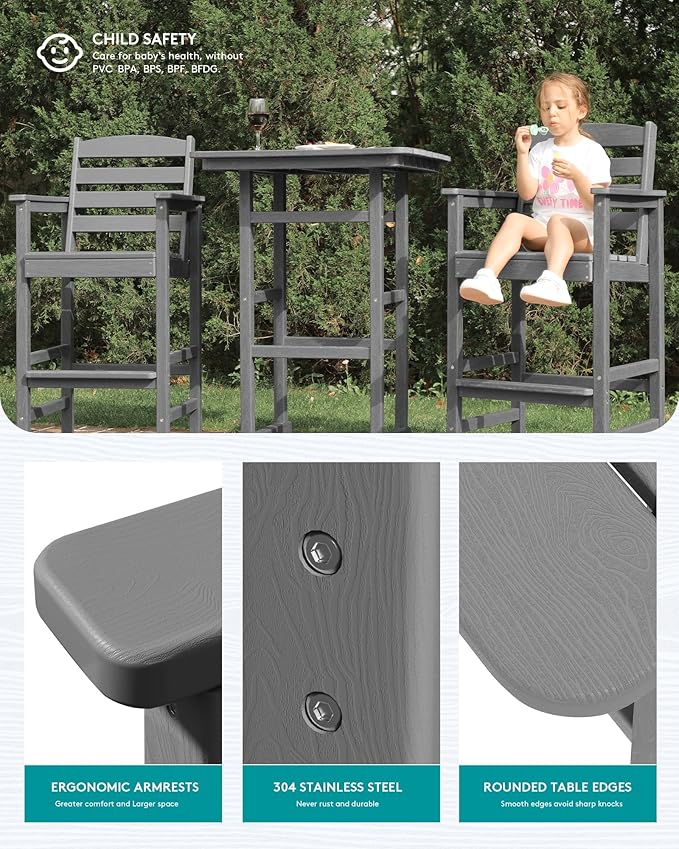 SERWALL 4 Pieces Outdoor Patio Bar Set - Image 2