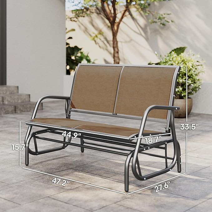 Outsunny 2-Person Outdoor Glider Bench, Patio Double Swing Rocking Chair - Image 3