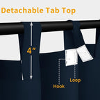 Easy-Going Outdoor Patio Curtains Detachable Tab Top Windproof Weatherproof - Image 2