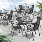 VINGLI PE Rattan Outdoor Dining Chairs Set of 4, Plastic Stackable Patio Chairs - Image 8