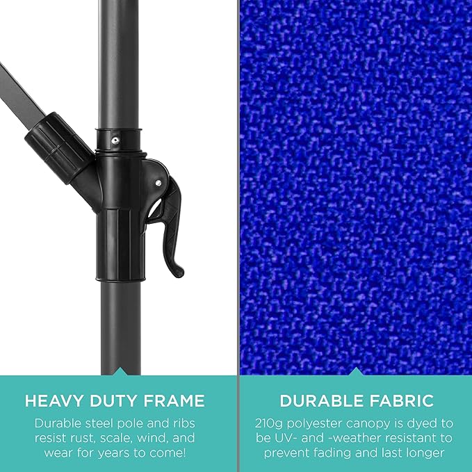 Best Choice Products 10ft Offset Cantilever Hanging Market Patio Umbrella - Image 6