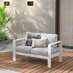 Wisteria Lane Patio Furniture Aluminum Loveseat, All-Weather Outdoor 2 Seats - Image 2