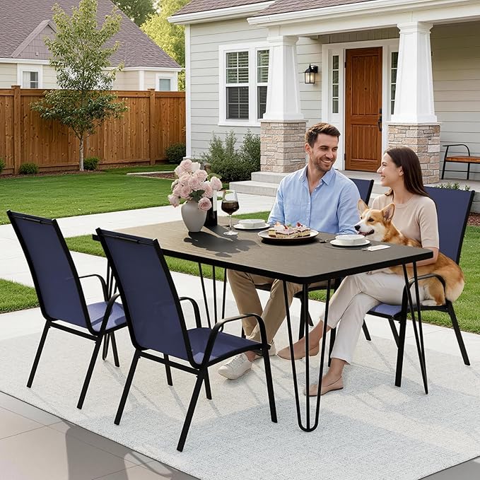 JEAREY Patio Dining Chairs Set of 4, Outdoor Stackable Dining Furniture Set - Image 6