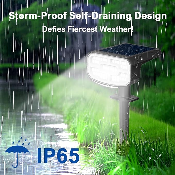 Solar Spot Lights Outdoor Waterproof IP65, 4 Pack, Cool Light, 2 Lighting Modes - Image 6