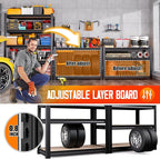 Set of 2 Garage Shelving, 3 Tier Garage Storage Shelves, Adjustable Heavy Duty - Image 5