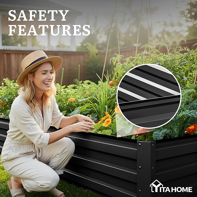 YITAHOME 4pcs 12x4x1 ft Galvanized Raised Garden Bed Kit, Large Metal Planter - Image 6