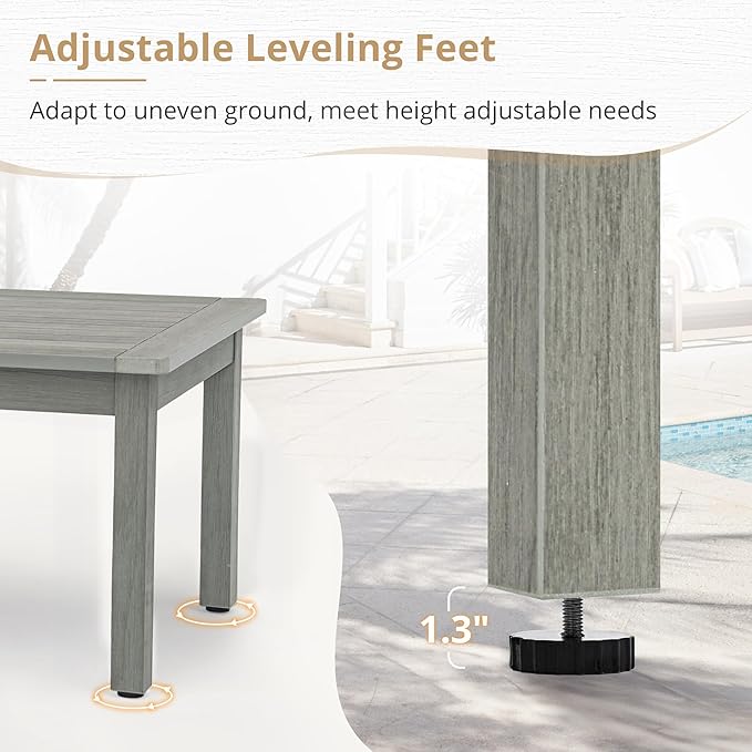 LUE BONA Outdoor Coffee Table, HDPS Patio Coffee Tables - Image 5