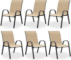 Patio Dining Chair Set of 6, Outdoor Stackable Dining Chairs High Back by VonzoyHome