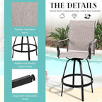 Vongrasig 5 Piece Patio Swivel Bar Set, All Weather Mental Textilene High - Image 2