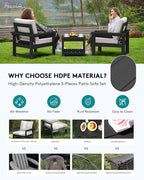 SERWALL HDPE Patio Sofa Set, 3-piece Sectional Outdoor Furniture Set, All - Image 3
