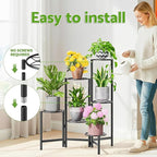 6 Tier Metal Plant Stands Outdoor Indoor, Heavy Duty Flower Pot Holder Potted - Image 6