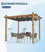 GarveeLife 10 x 10 ft Wood-Grain Aluminum Pergola Outdoor Pergola - Image 6