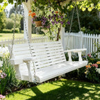 Wooden Porch Swing 3-Seater, High Backrest and Deep Seat, Bench Swing - Image 2