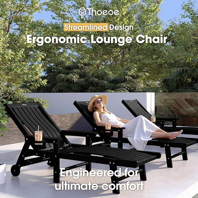 Patio Chaise Lounge Chair Set of 2, Oversized Lounge Chair Outdoor - Image 3