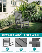 SERWALL Oversized Outdoor Rocking Chair Set of 4, HDPE Rocker - Image 4