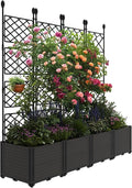 4 PCS Raised Garden Bed with Trellis, Outdoor Vertical Garden with Privacy by GarveeHome