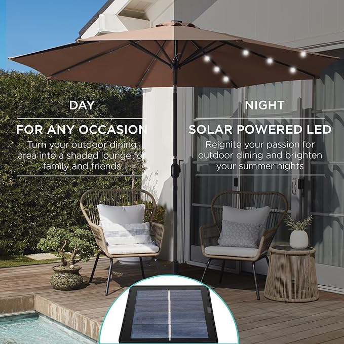 Best Choice Products 10ft Solar Polyester LED Lighted Patio Umbrella w/Tilt - Image 3