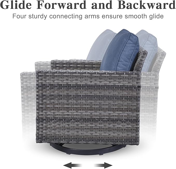 Belord Wicker Patio Furniture 5 Piece Outdoor Sofa Set, Oversize Outdoor Swivel - Image 6