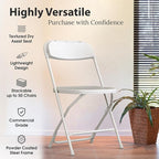10 Pack Foldable Plastic Chair | Folding & Stackable | 350 lbs Capacity Steel - Image 3