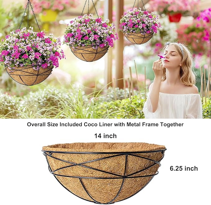 2 Pack 14 Inch Hanging Flower Baskets - Image 5