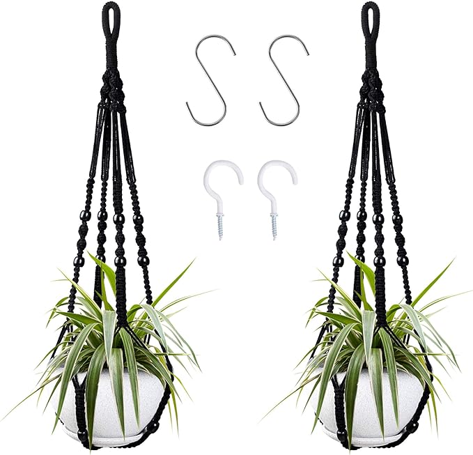 Augshy Macrame Hanging Planter, 2 Pack Hanging Planters by Augshy