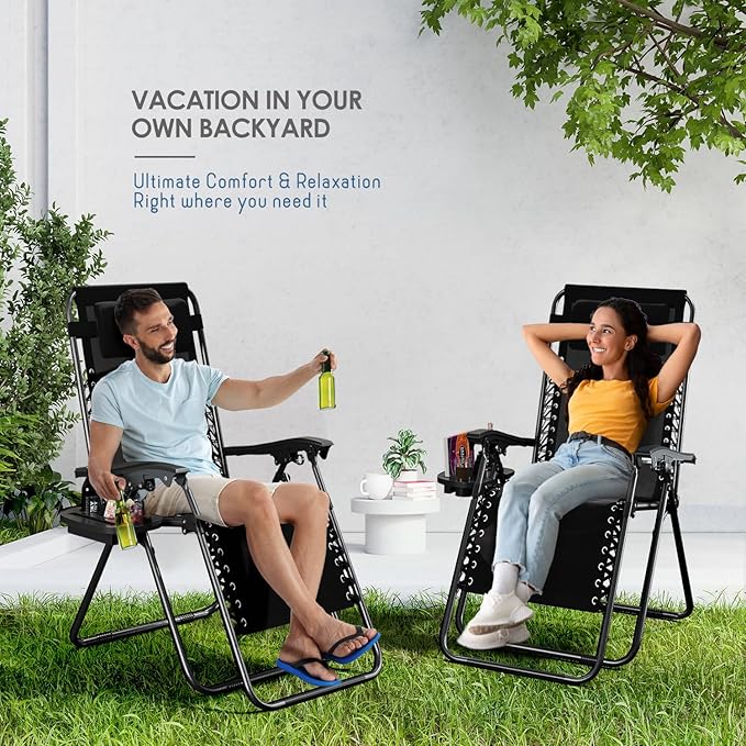 Nestl Zero Gravity Chairs Set of 2, Patio Lounge Chair Outdoor - Image 9