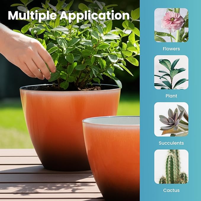 Plant Pots for Indoor Outdoor Plants, 8 Inch Glazed Planters for Indoor Plants - Image 4