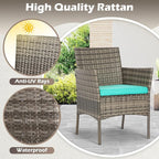 FDW | 4-Piece Patio Furniture Set | Gray & Blue | Outdoor Wicker Furniture - Image 5