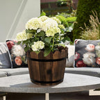 Wooden Barrel Planters Flower Pots - Image 7