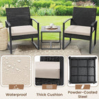 3 Piece Wicker Patio Bistro Set, Rattan Conversation Set - Image 4