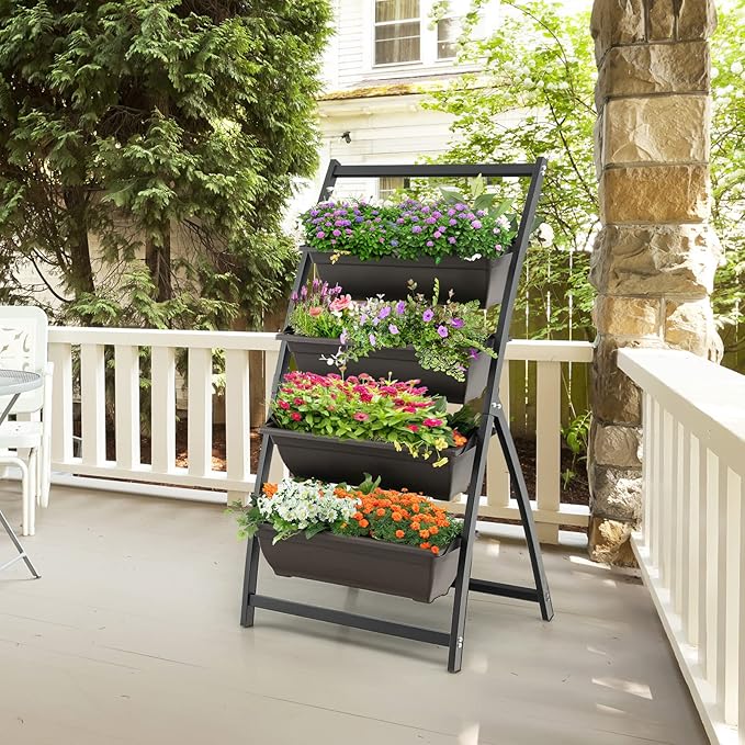 Giantex 4.1FT Vertical Raised Garden Bed, 4-Tier Elevated Planter Box w/4 - Image 2