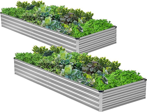 2PCS 6x3x1ft Galvanized Raised Garden Bed Kit, Metal Planter Box by Henshwon