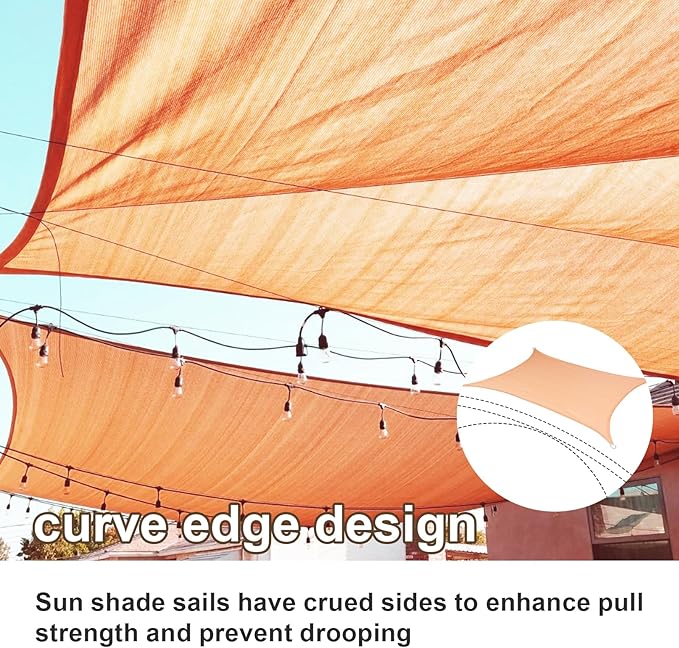 SUNLAX Sun Shade Sail 16' x 21' Peach Fuzz Rectangle Canopy Sail Shade Cover UV - Image 2