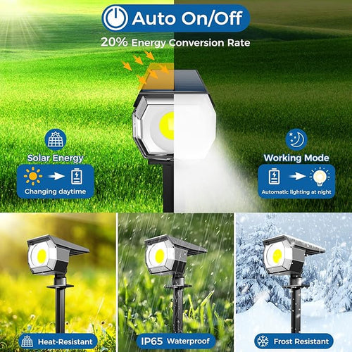 2 Pack Solar Spot Lights Outdoor, Solar Spotlights Outdoor Waterproof 2-in-1 - Image 2