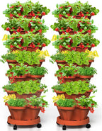 7 Tiered Strawberry Vertical Planter 2 Pack, Stackable Tower Garden Planter by Tectsia