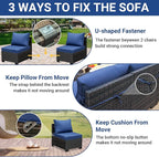 Jing's Villa 10-Piece Patio Furniture Set, All-Weather Outdoor Wicker Sectional - Image 5