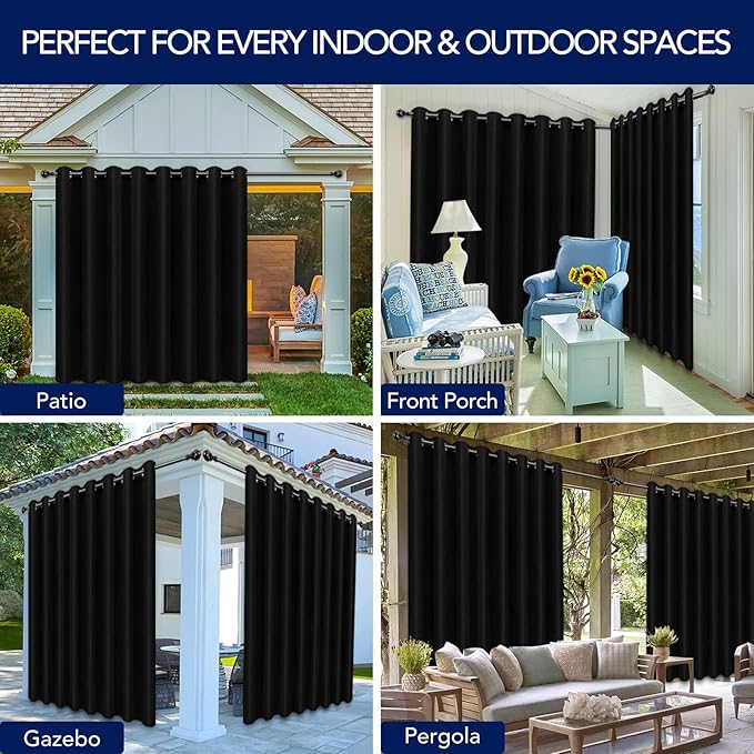 PureFit Outdoor Curtains for Patio Waterproof Weatherproof, UV Resistant - Image 5