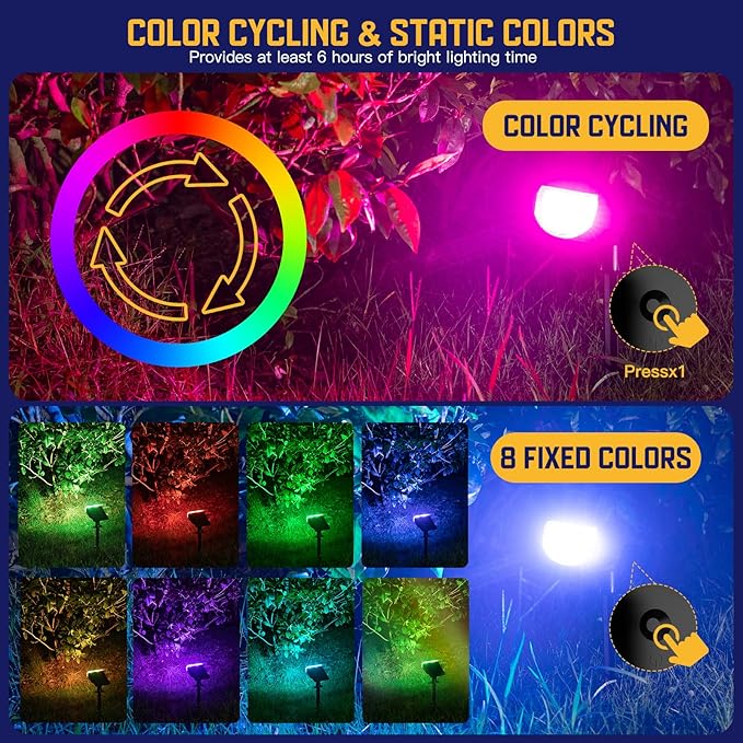 Kyosho IP67 Waterproof Color Solar Spot Lights Outdoor, Color Changing Outdoor - Image 4