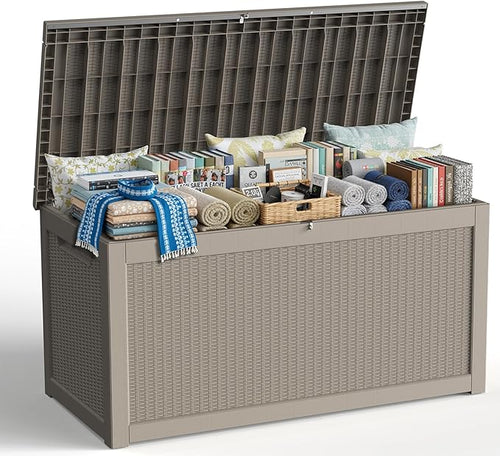 320 Gallon Outdoor Storage Box, Large Waterproof UV Resistant Deck Box by Unknown
