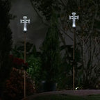 Alpine Corporation 34" Tall Outdoor Solar Powered Cross Pathway Light Stakes - Image 6
