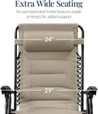 Best Choice Products Oversized Padded Zero Gravity Chair, Folding Outdoor Patio - Image 3