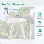 HDPE White Round Outdoor Table, Weather-Resistant, 15.8x15.8x16.7 inches - Image 3