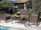 Greesum Patio Furniture 4 Pieces Conversation Sets Outdoor Wicker Rattan Chairs - Image 2