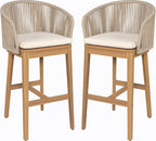 Christopher Knight Home Zax Set of 2 Patio Barstool, Acacia Wood & Rope Outdoor - Image 4